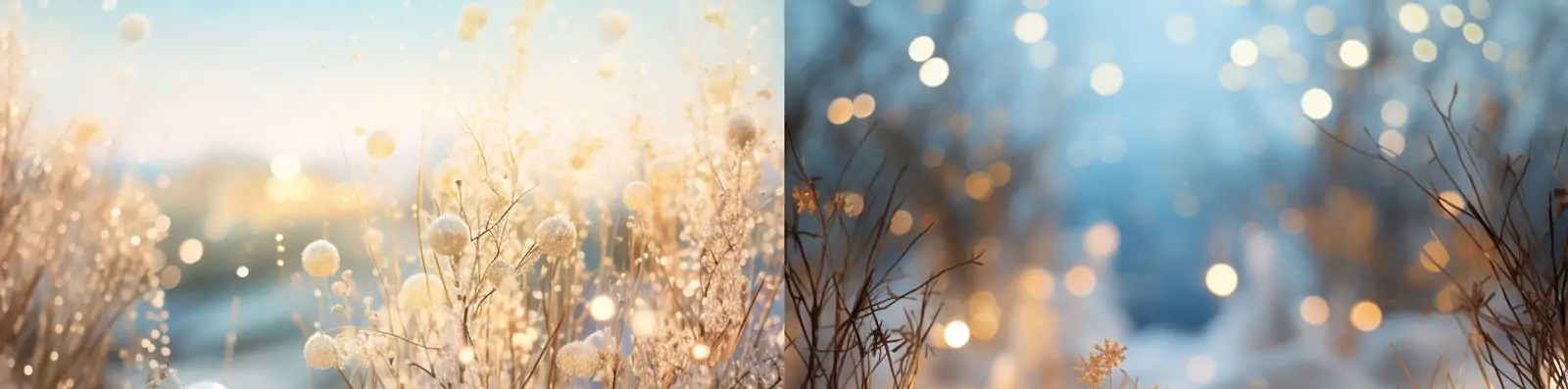 梦幻童话圣诞节金色光影散焦抽象模糊冬季自然风景摄影海报背景midjourney关键词咒语分享