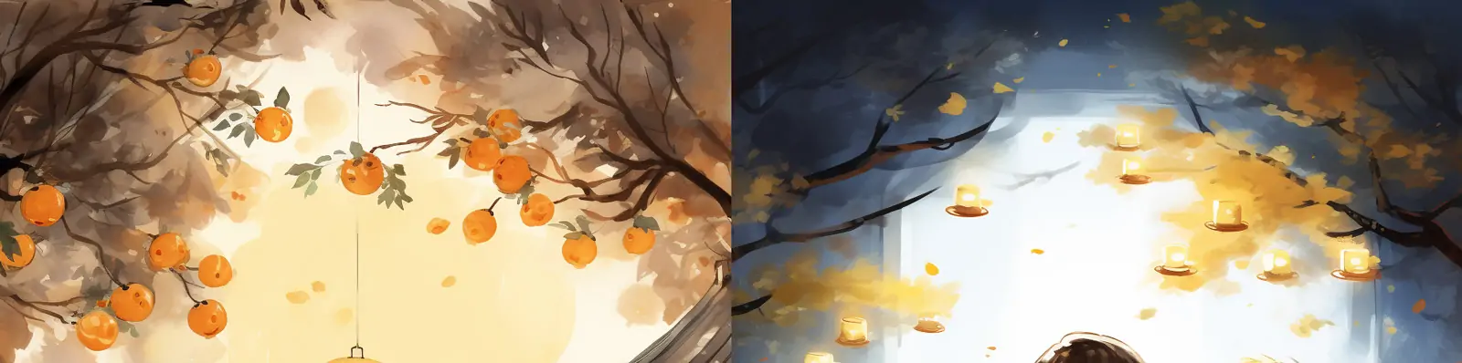 手绘卡通中国传统节日中秋节月亮灯笼月饼团圆场景插图海报Midjourney关键词咒语分享