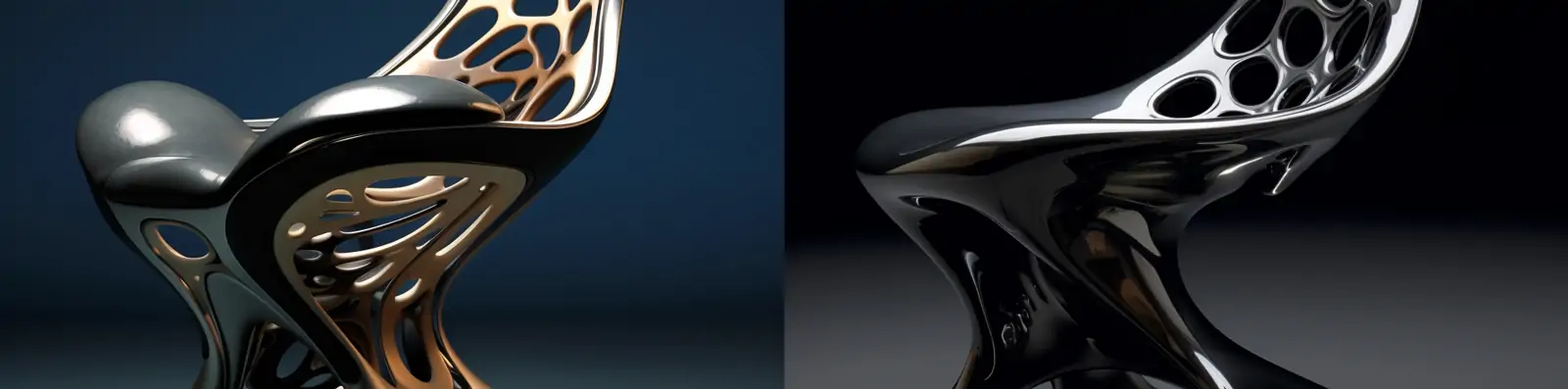 创意未来科技闪亮材料自由形式造型办公椅电商产品广告海报Midjourney关键词咒语分享