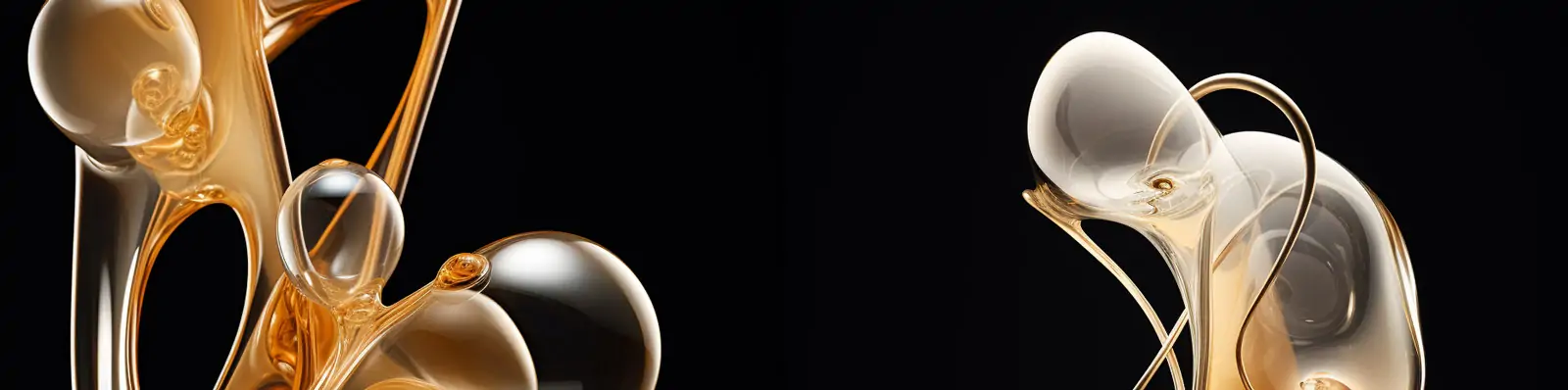 极简主义流畅金色透明玻璃抽象艺术弯曲线条形状雕塑模型Midjourney关键词咒语分享