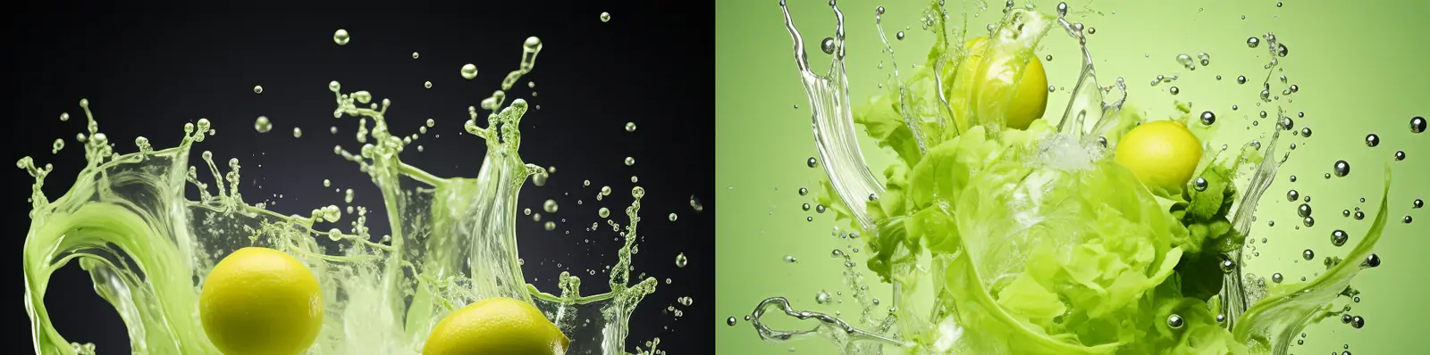 绿色清新自然柠檬果汁饮料水花飞溅创意广告海报背景midjourney关键词咒语分享