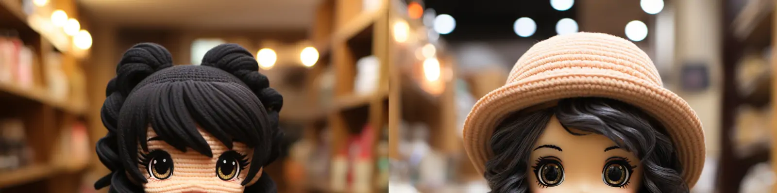 创意可爱卡通手工毛线织物人物服装女孩娃娃购物艺术插图海报midjourney关键词咒语分享