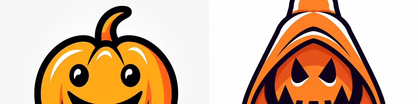 手绘极简主义现代可爱万圣节南瓜灯线条简笔画轮廓图标插图Midjourney关键词咒语分享