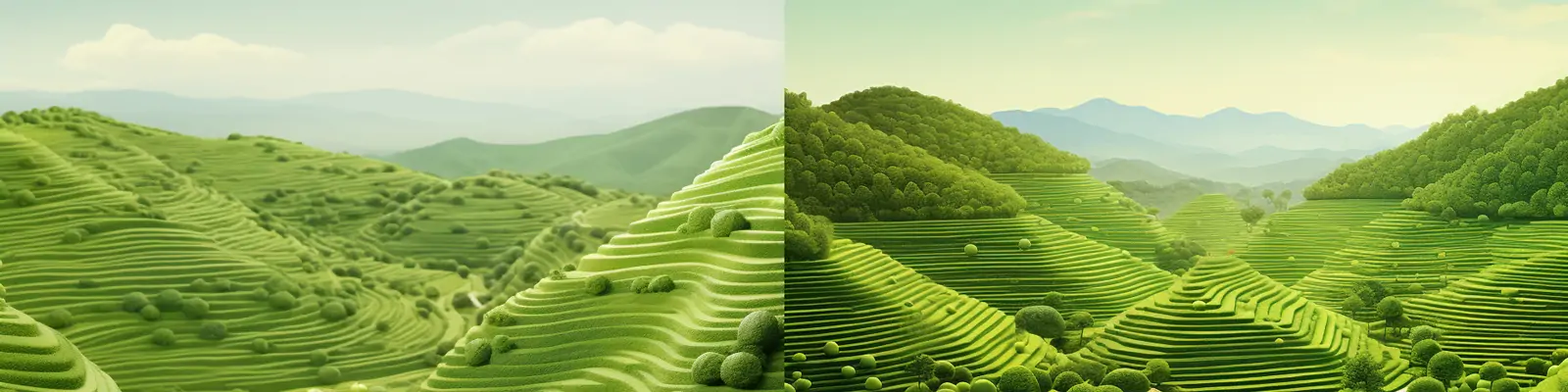 创意绿色自然田野水果植物梯田3D立体景观数字微型雕塑模型Midjourney关键词咒语分享