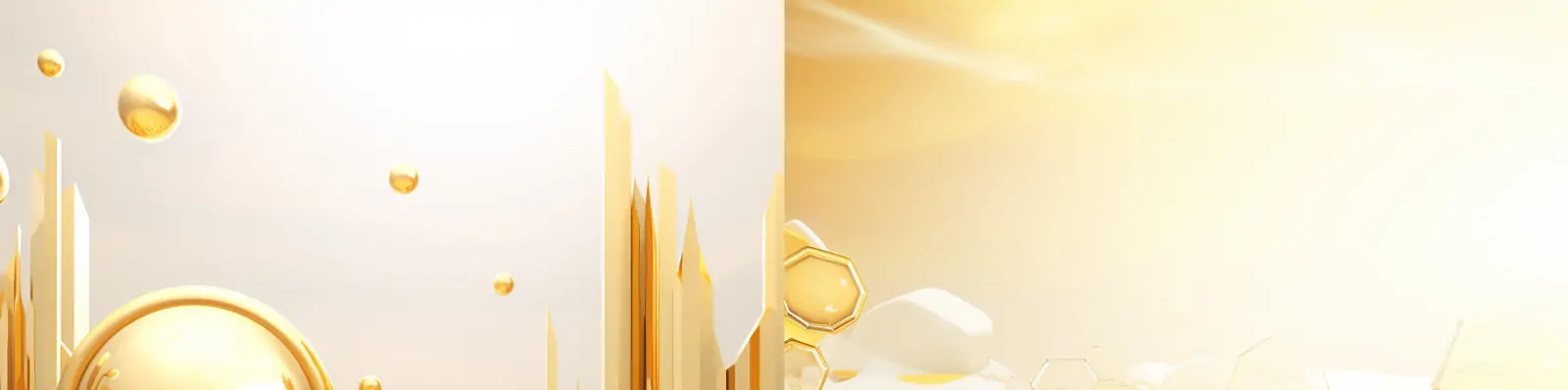 金色蜂巢立体透明抽象艺术几何图形化妆品电商产品展示海报背景Midjourney关键词咒语