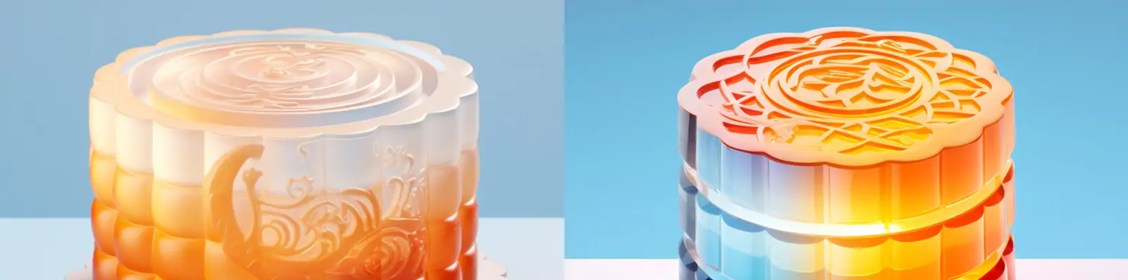 创意中国传统节日中秋节半透明玻璃月饼甜品美食模型midjourney关键词咒语分享