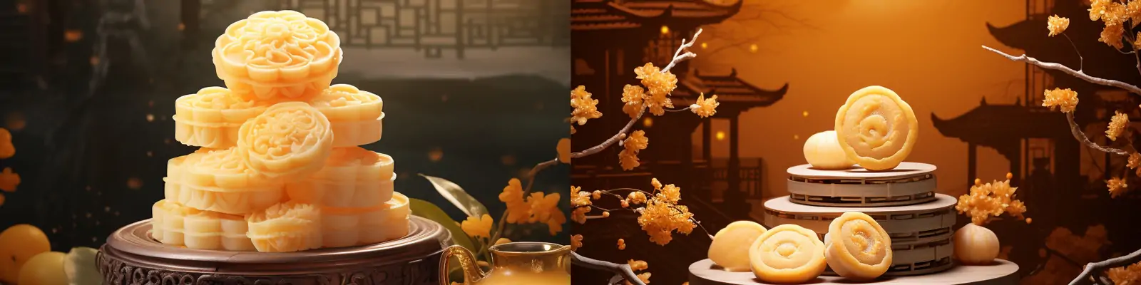 传统中秋节月亮月饼展示海报设计素材midjourney关键词咒语