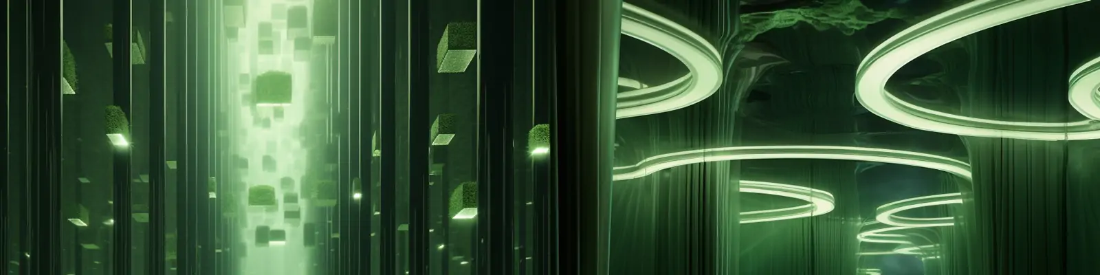 创意绿色空灵超凡脱俗梦幻商业立体空间场景海报背景Midjourney关键词咒语分享