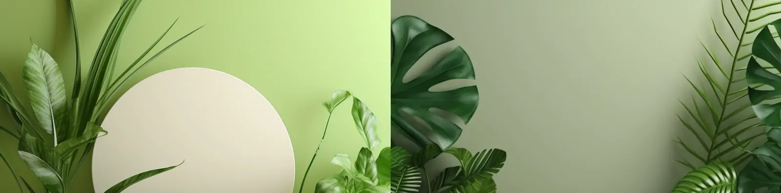 极简主义绿色植物树叶渲染电商产品展示舞台空间场景海报背景midjourney关键词咒语分享