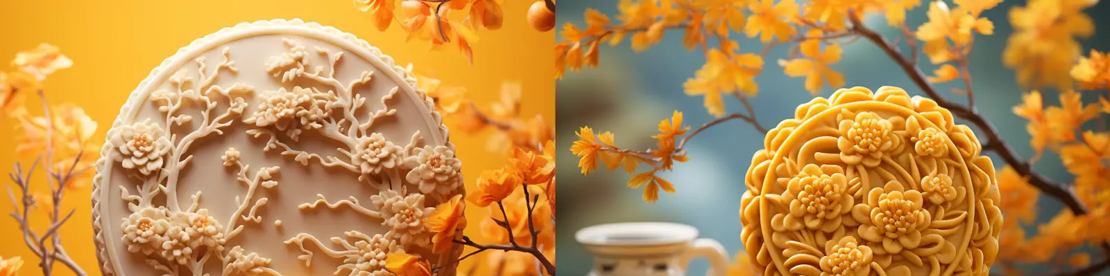 传统中秋节雕花月饼静物展示海报设计素材midjourney关键词咒语