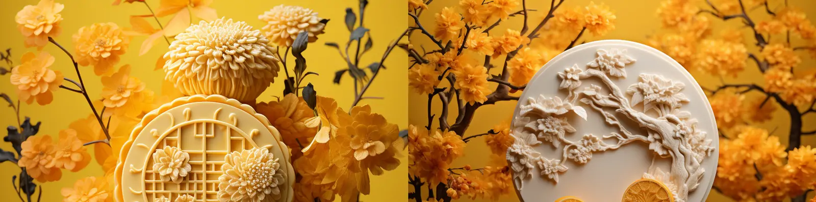 传统中秋节雕花创意月饼静物展示海报设计素材midjourney关键词咒语