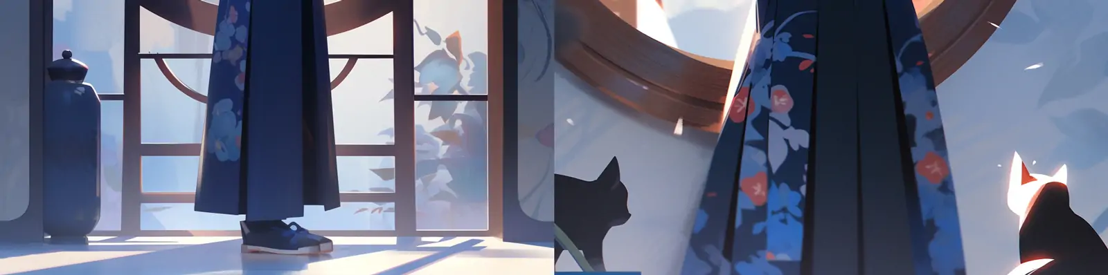 手绘动漫可爱卡通中国风古典女孩微笑人物形象插图绘画midjourney关键词咒语