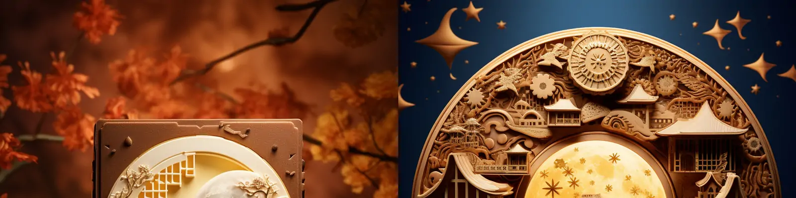 传统中国风中秋节木质雕刻镂空月饼包装设计灵感素材midjourney关键词咒语