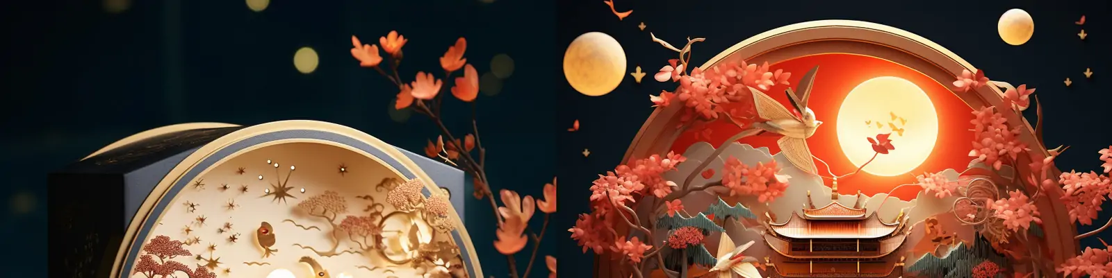 传统中秋节美味月饼雕刻镂空创意包装灵感展示海报设计背景素材midjourney关键词咒语