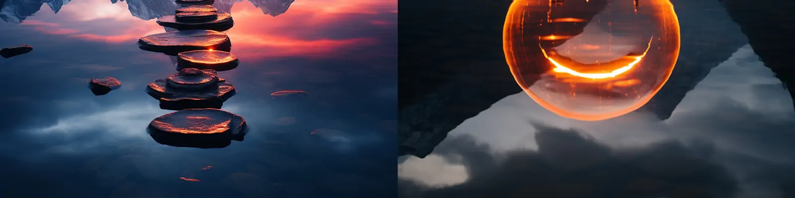 神圣香格里拉雪域山脉岩石景观雕塑倒影童话场景电影海报midjourney关键词咒语分享