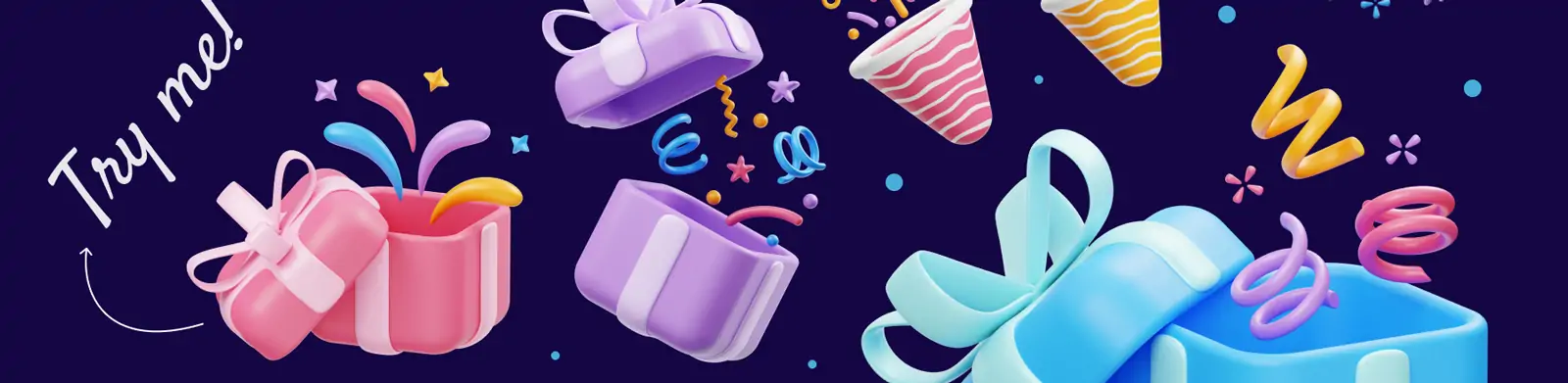 3D立体彩带纸屑庆祝礼盒烟花png图标插图blender