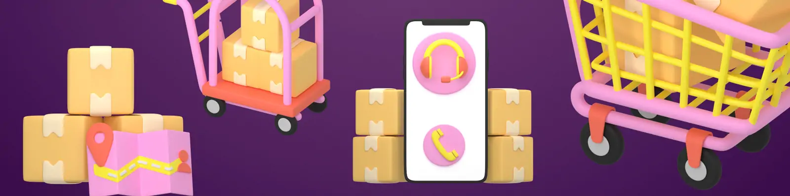 3D立体电商购物快递物流交付png图标插图模型blender