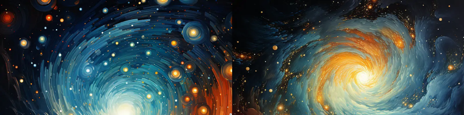 创意彩色莫比乌斯手绘星系星星螺旋旋涡波浪自然艺术图案绘画插图midjourney关键词咒语分享