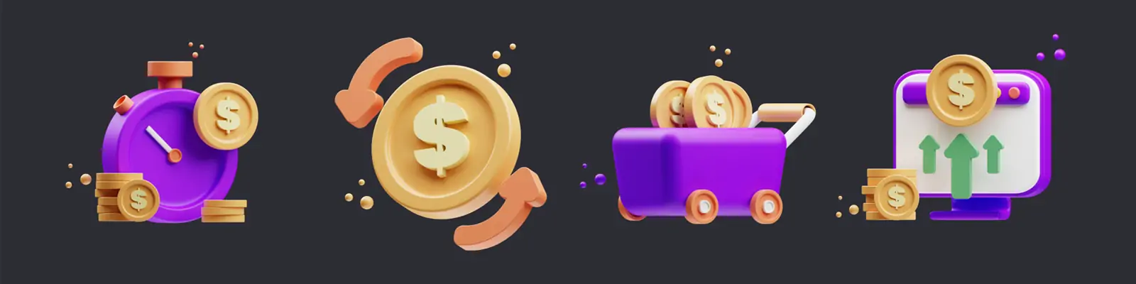 3D立体金融财务金币理财产品图标插图blender设计素材模型