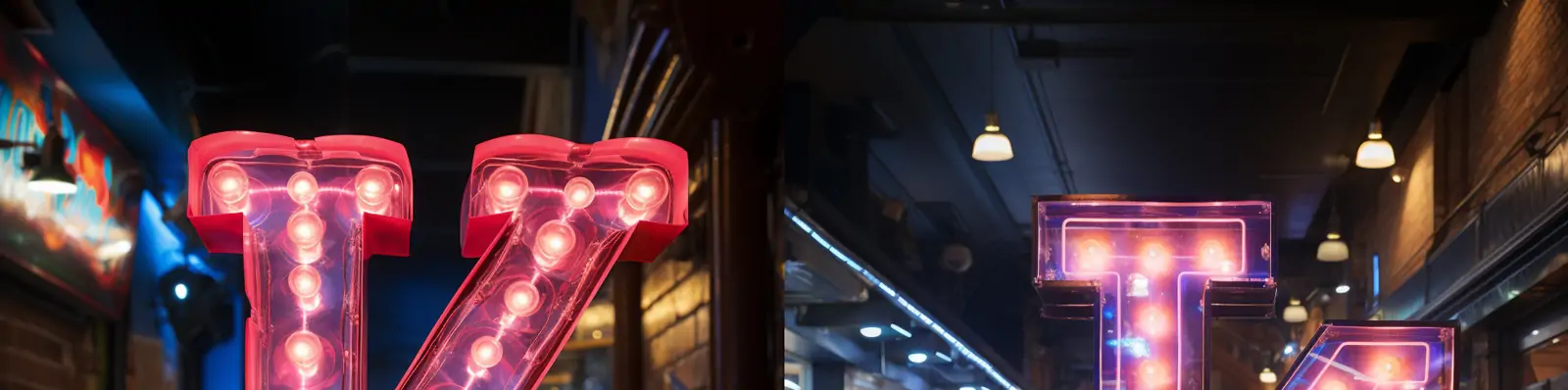 创意科技俱乐部派对霓虹灯方块形状立体英文字母K展示海报midjourney关键词咒语