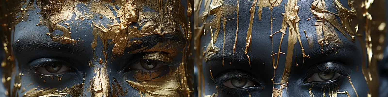 创意破碎感金色金箔抽象艺术人物形象概念设计摄影海报midjourney关键词咒语分享