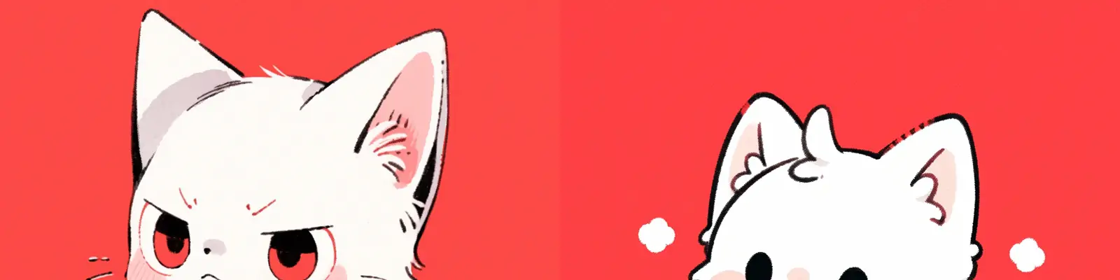 手绘极简主义可爱卡通白色猫咪小猫表情动作线条插图绘画midjourney关键词咒语