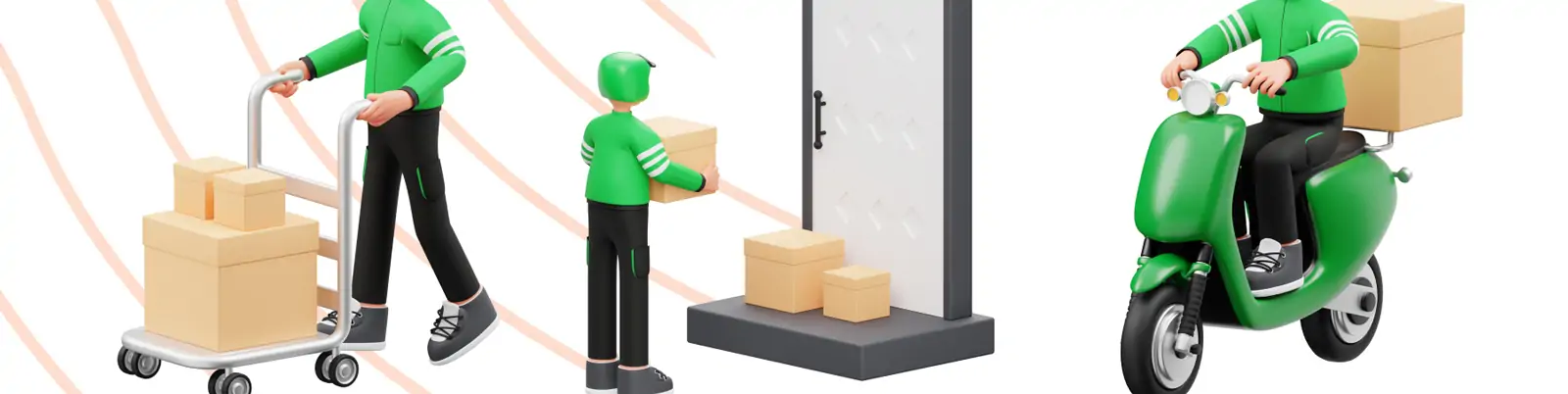 3D立体快递员外卖员卡通人物工作图标插图blender设计素材模型