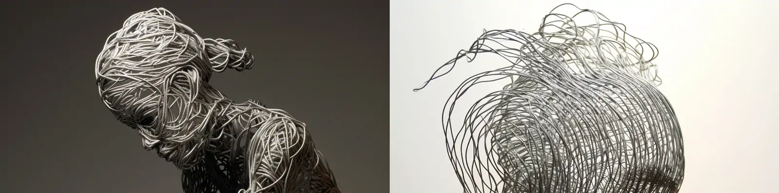 创意金属钢丝塑料毛线藤蔓三维立体空间人物动物艺术雕塑模型midjourney关键词咒语