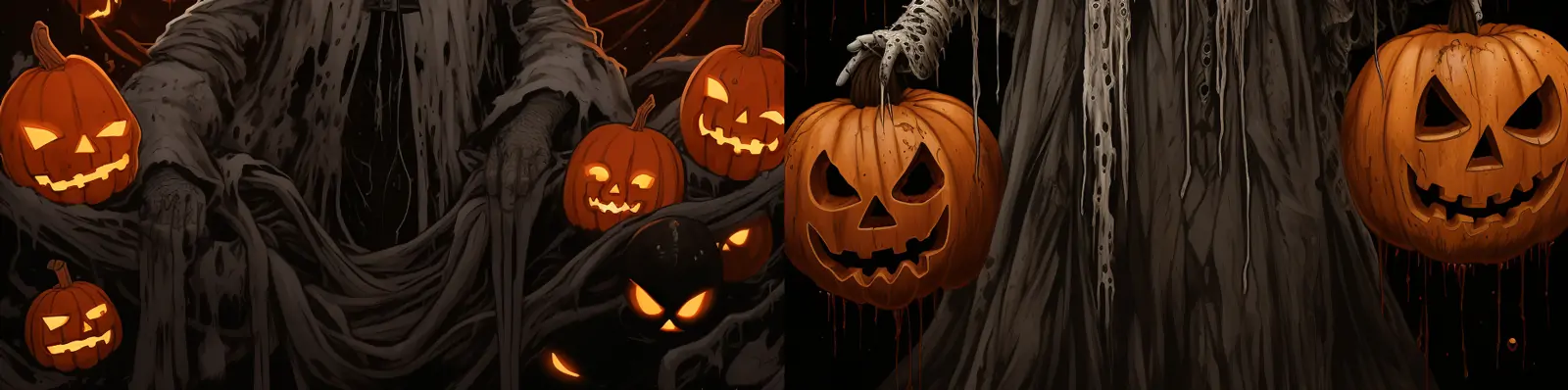 神秘万圣节南瓜灯蝙蝠恐怖气氛动漫卡通人物形象活动场景插图海报midjourney关键词咒语分享