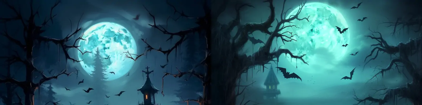 万圣节主题活动南瓜灯小木屋蝙蝠恐怖气氛迪士尼动画风格场景海报midjourney关键词咒语