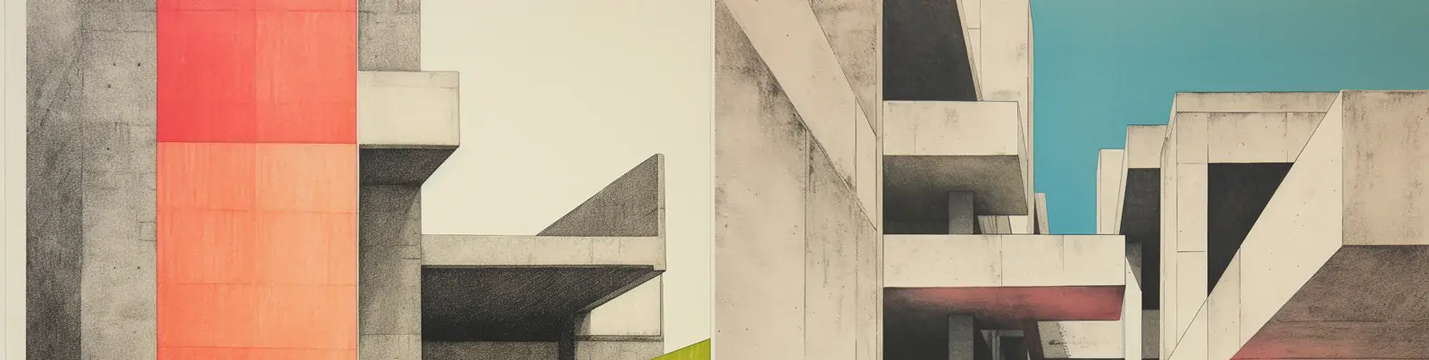 极简主义抽象野兽派拼色建筑楼梯房屋艺术插图版画海报midjourney关键词咒语分享