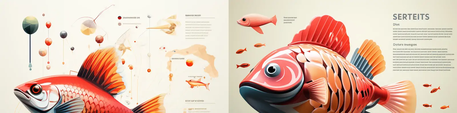 创意手绘动物鱼类内部结构现代矢量信息图画册书籍插图海报midjourney关键词咒语分享
