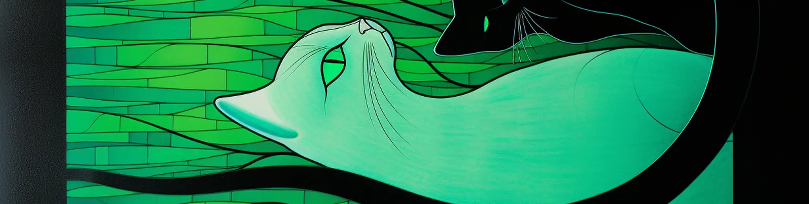 超现实主义反乌托邦绿色荧光磨砂效果猫咪头像特写镜头艺术海报midjourney关键词咒语