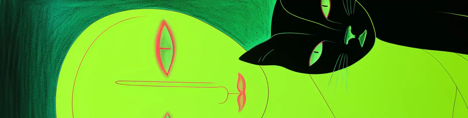 超现实主义反乌托邦荧光渐变抽象艺术猫咪头像特写镜头插图海报midjourney关键词咒语