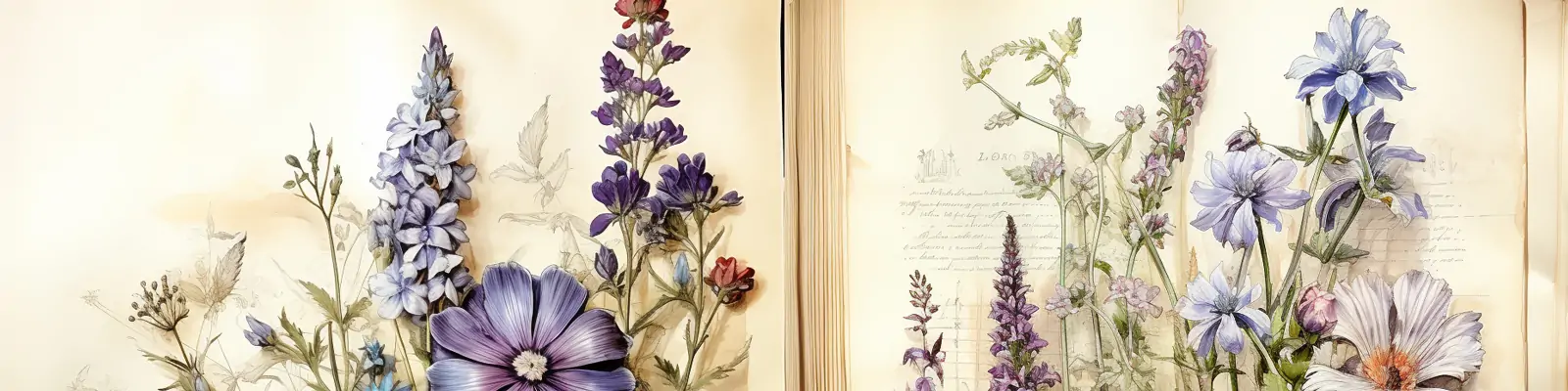 手绘现实浪漫紫色鲜花植物薰衣草框架艺术手稿插图绘画海报midjourney关键词咒语分享