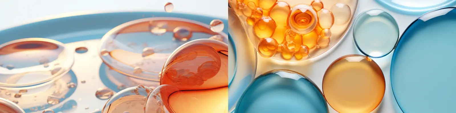 创意彩色透明气泡水滴叠加化妆品艺术逼真海报背景midjourney关键词咒语