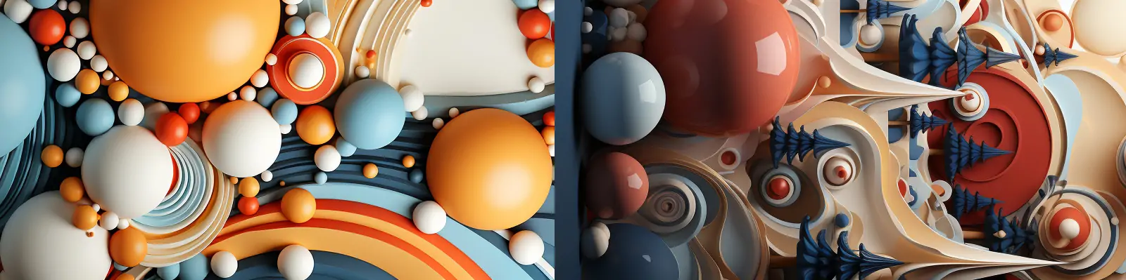 创意抽象彩色梦幻冬季圣诞节圣诞球装饰元素3D立体场景海报背景midjourney关键词咒语分享