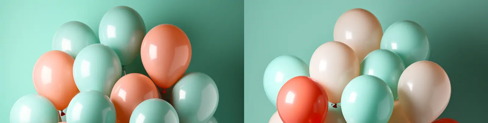 创意淡绿色背景彩色气球艺术摄影照片海报背景midjourney关键词咒语分享