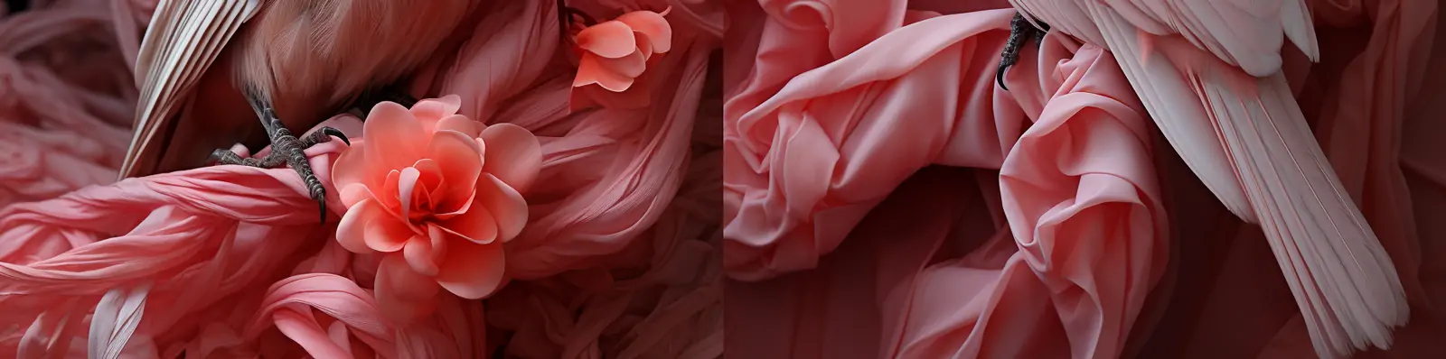 粉红色纱线背景复杂孵化风格逼真鸟类羽毛细节镜头特写摄影海报midjourney关键词咒语分享