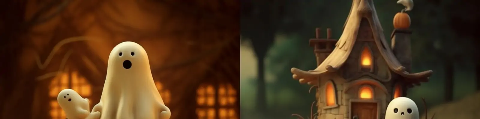 可爱万圣节古老城堡华丽灯光南瓜灯幽灵鬼魂主题绘画海报midjourney关键词咒语