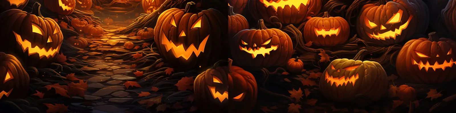万圣节南瓜灯堆叠恐怖气氛表情光效场景活动主题插图海报midjourney关键词咒语分享