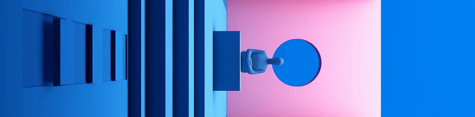 创意神秘包豪斯建筑风格蓝色粉色楼梯立体空间场景艺术海报背景midjourney关键词咒语