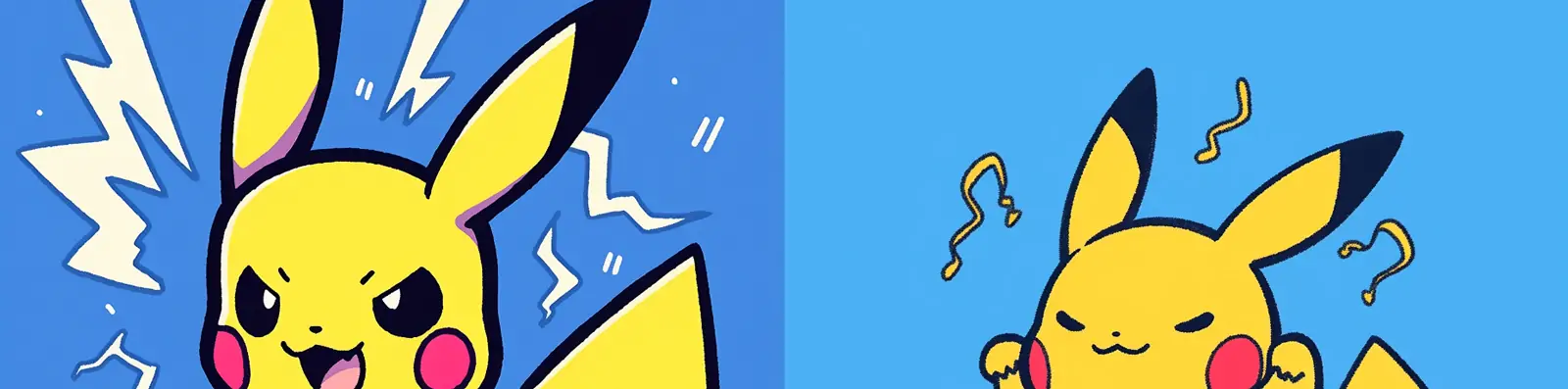 手绘简单动漫卡通人物形象皮卡丘可爱动作表情线条插图绘画海报midjourney关键词咒语