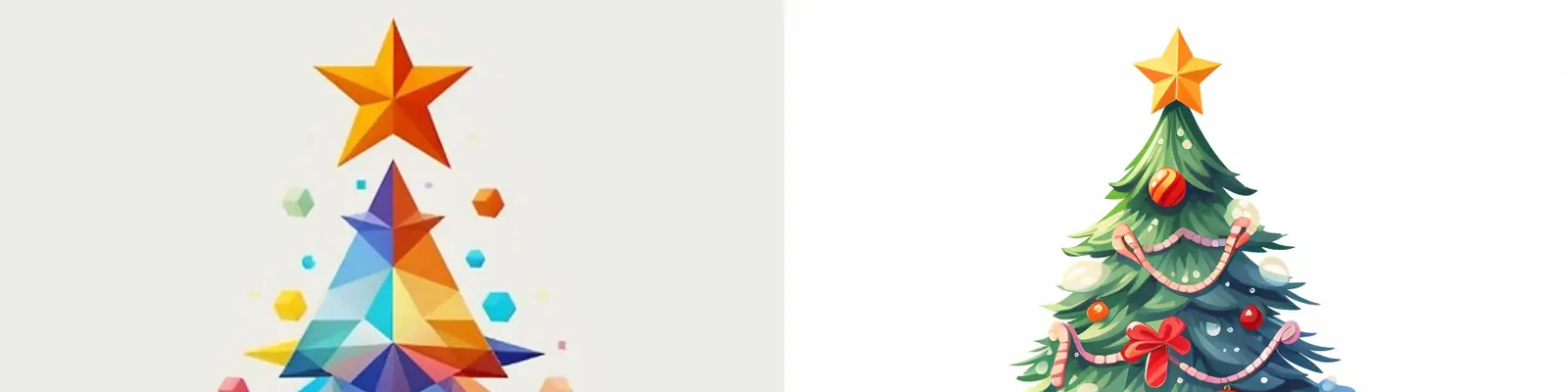 手绘极简主义圣诞节圣诞树装饰元素平面矢量设计插图海报midjourney关键词咒语分享