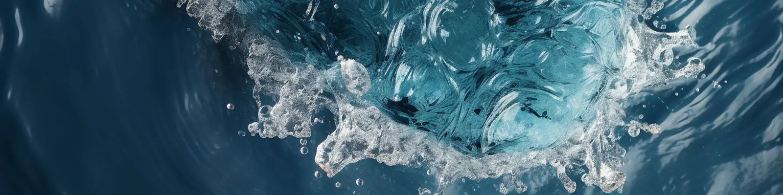 创意蓝宝石海洋之心花瓣海水浪花水花飞溅心形艺术海报背景俯视图midjourney关键词咒语