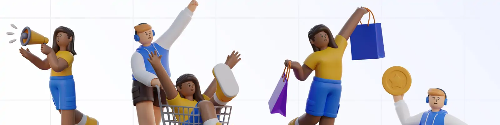 3D立体趣味卡通人物工作生活购物图标插图blender模型