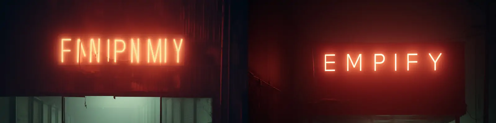 现实主义空旷区域红色霓虹灯英文广告牌标志场景海报midjourney关键词咒语分享