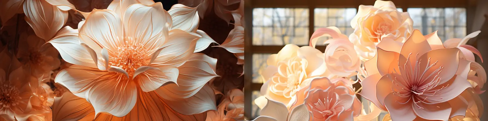 创意逼真巨型透明花朵艺术装置透视空间场景摄影海报midjourney关键词咒语