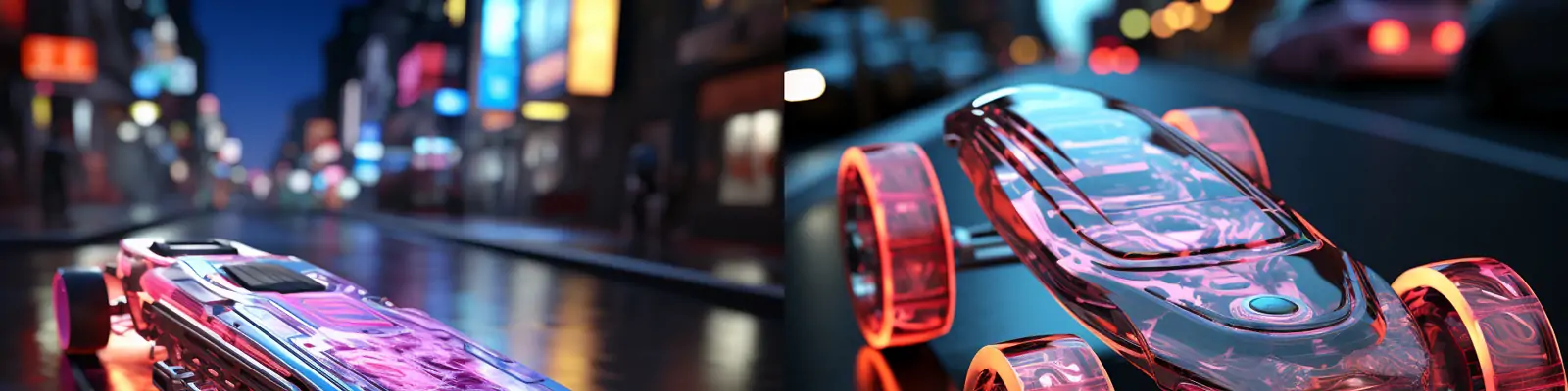 创意未来主义科技感动感光效滑板车电商产品广告摄影海报midjourney关键词咒语分享：