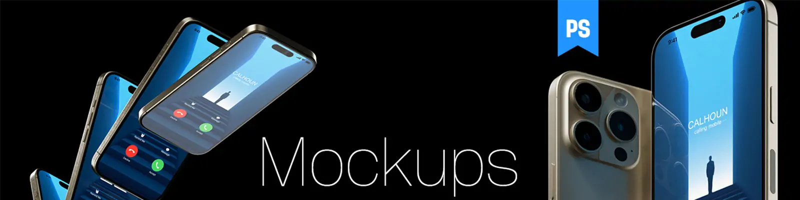 iPhone 15 Pro移动手机APP页面UI作品展示样机贴图psd设计素材模版Mockup